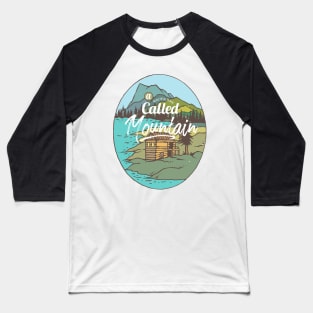 Outdoors Mountain Hiking Beautiful Colorful Cartoon Cabin Baseball T-Shirt